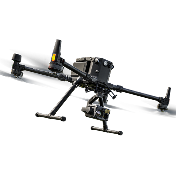 Aerial drone in flight capturing high-resolution images from above