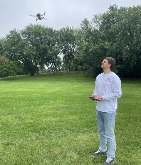 Licensed drone pilot flying UAV in Minneapolis Minnesota for aerial services